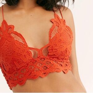 Free People Adella Lace Bralette with Floral Detailing in Orange